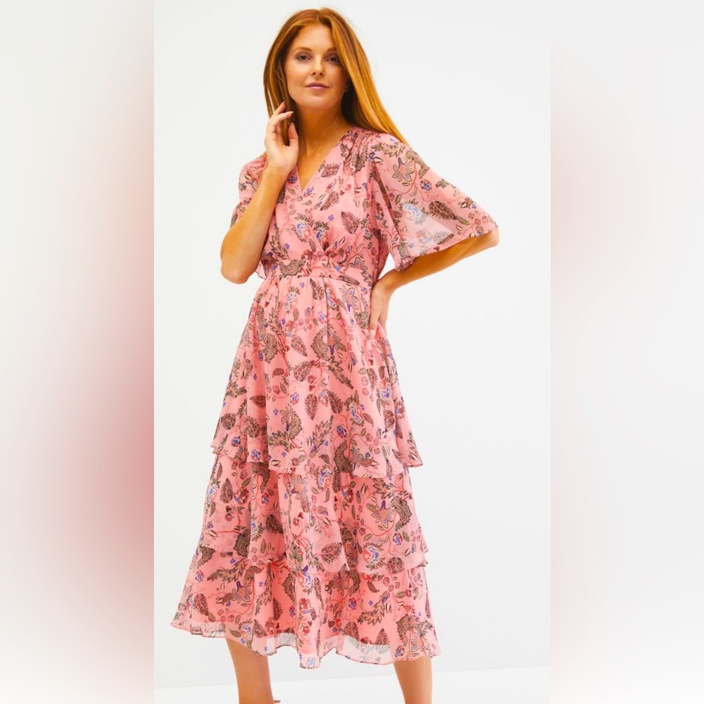 Maternity Jessica Simpson Paisley Tiered Midi Dress